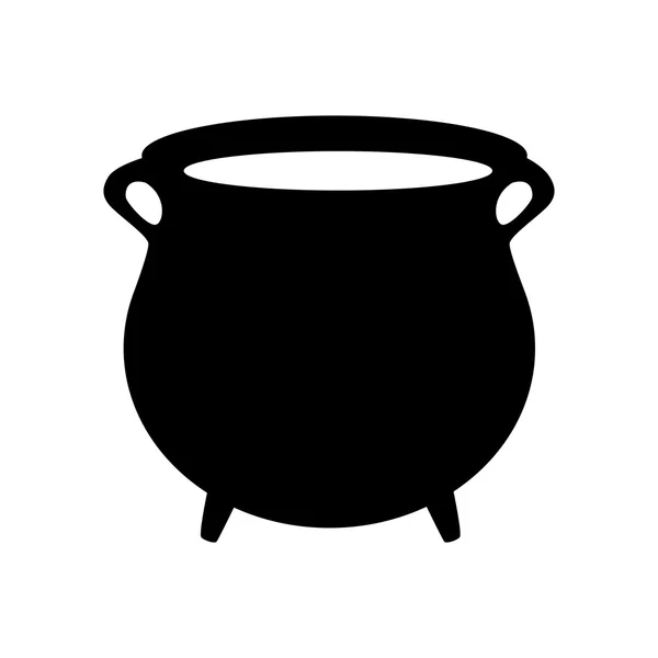 Empty witch cauldron, pot silhouette. Vector illustration isolated on white background. — Stock Vector