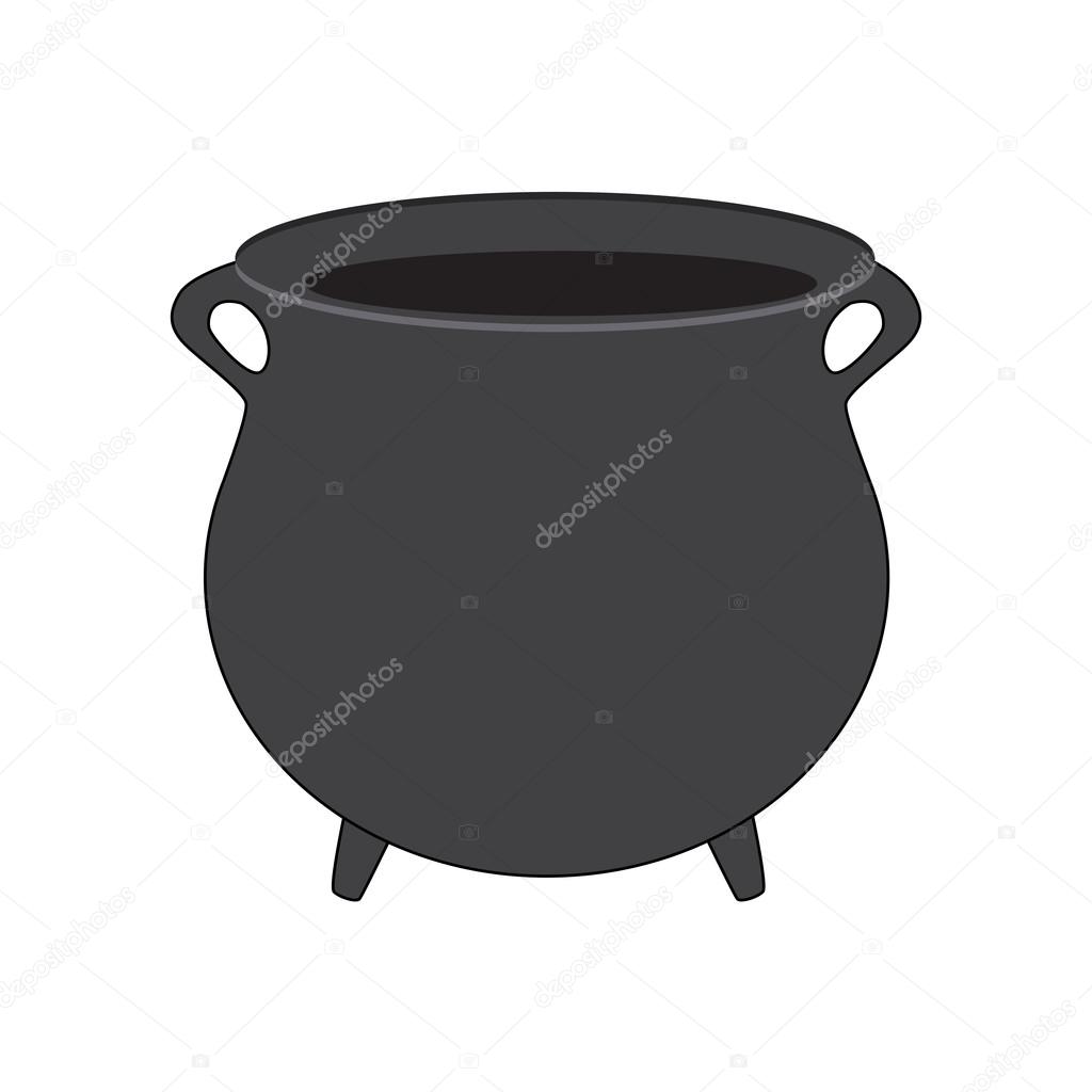 Empty witch cauldron, pot. Cartoon Vector illustration isolated on white background.