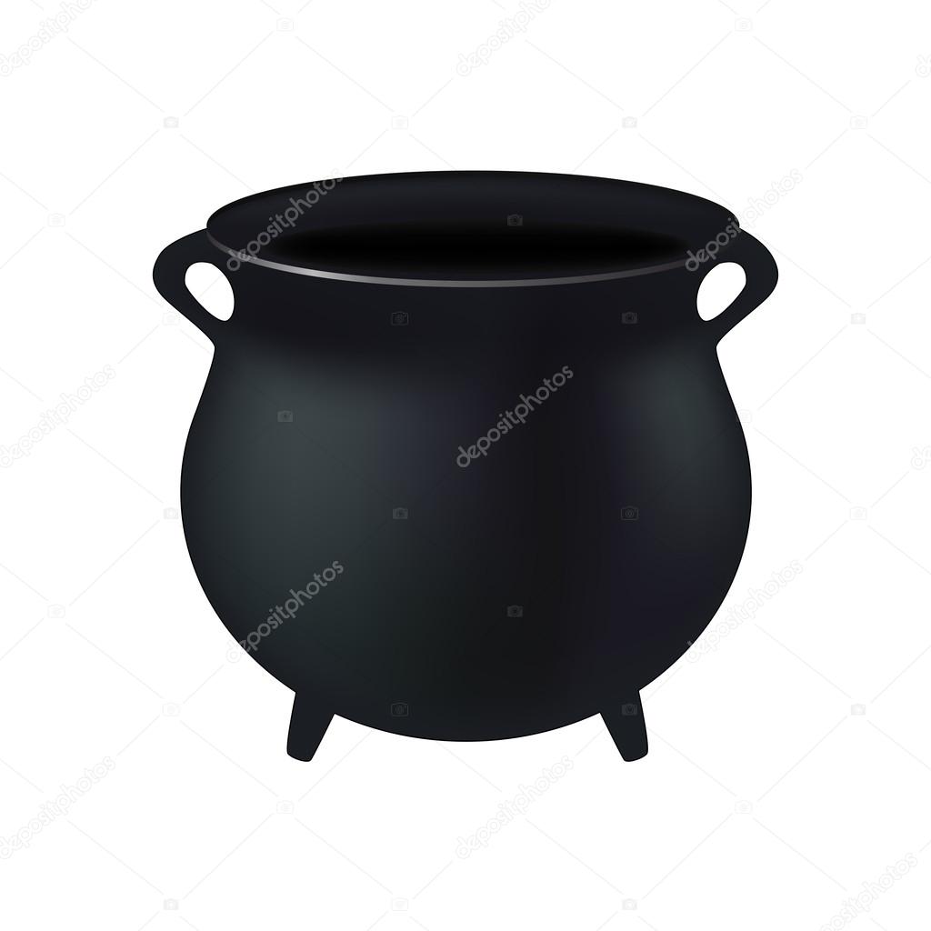 Empty witch cauldron,pot. Realistic Vector illustration isolated on white background. Created with gradient mesh.