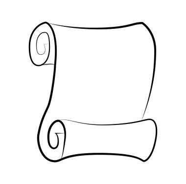 Beyaz arka plan üzerinde izole vintage boş kağıt kaydırma model siluet vektör. Boş parşömen yukarı kaydırma yapar, eski kağıt levha doku haddelenmiş.