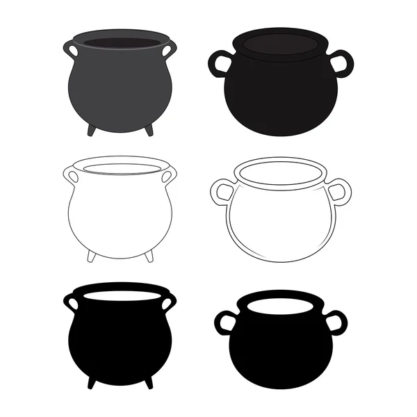 Empty witch cauldron, pot set. Cartoon Vector illustration isolated on white background. — Stock Vector