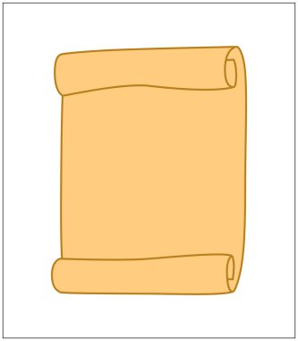 Paper scroll clipart vector isolated on white background. Empty, blank parchment rolled up scroll, old paper sheet texture.