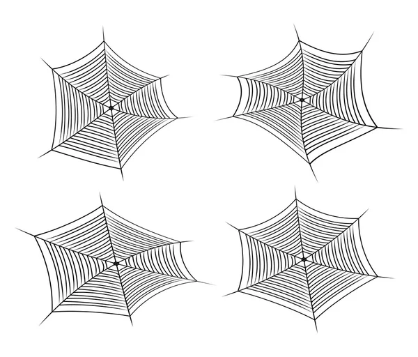 Halloween spider web, cobweb symbol, icon set. vector illustration isolated on white background. — Stock vektor