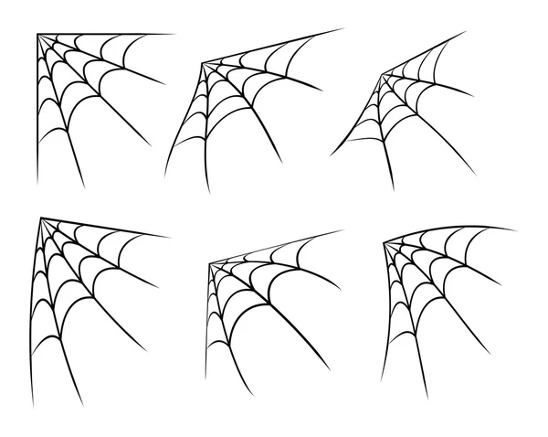 Halloween esquina tela de araña, símbolo de telaraña, conjunto de iconos. ilustración vectorial aislada sobre fondo blanco . — Vector de stock