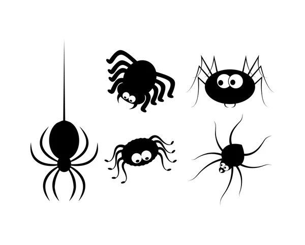 Spider halloween icon, symbol Silhouette set. Vector illustration on white background — 图库矢量图片