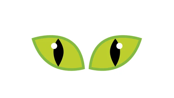 Хэллоуин зеленые жуткие глаза вектор изолирован на белом фоне. Мультфильм о злой, опасной, дикой сердитой кошке Ирис — стоковый вектор