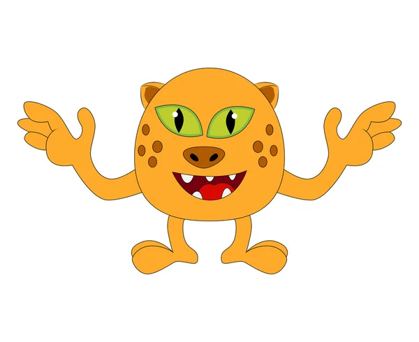 Halloween happy cartoon monster, funny, cute tiger, cat character vector illustration isolated on white background — 图库矢量图片