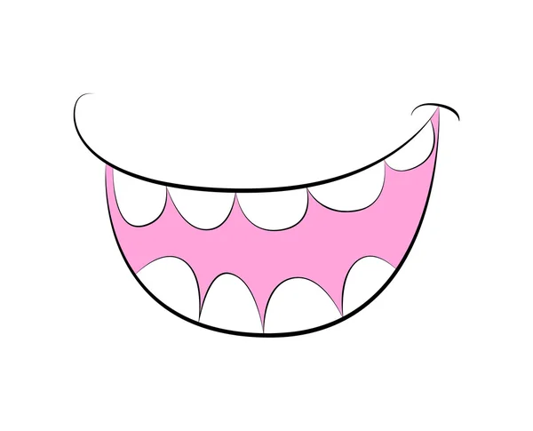 Sonrisa de dibujos animados, boca, labios con dientes. ilustración vectorial aislada sobre fondo blanco — Archivo Imágenes Vectoriales