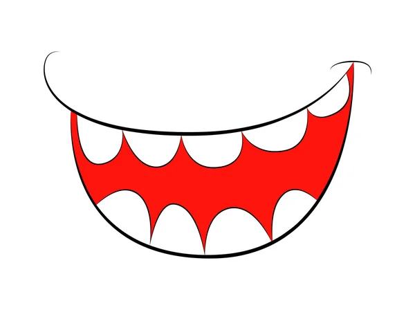 Sonrisa de dibujos animados, boca, labios con dientes. ilustración vectorial aislada sobre fondo blanco — Archivo Imágenes Vectoriales