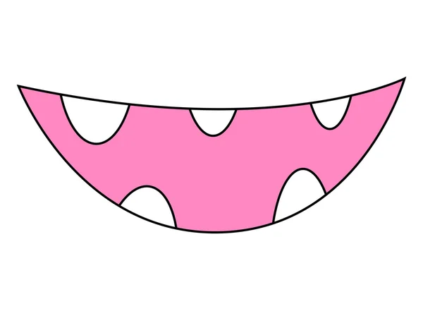 Cartoon smile, mouth, lips with teeth. vector illustration isolated on white background — ストックベクタ