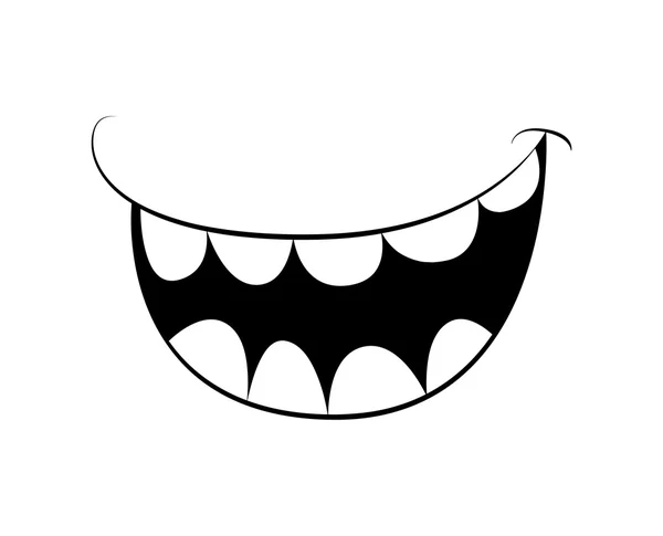 Cartoon smile, mouth, lips with teeth. vector silhouette, outline illustration isolated on white background — Stock vektor