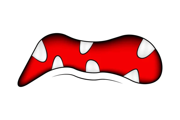 Sorriso da cartone animato, bocca, labbra con i denti. illustrazione della maglia vettoriale isolata su sfondo bianco — Vettoriale Stock