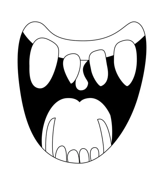 Карикатурная улыбка, рот, губы с зубами. векторный силуэт, набросок иллюстрации изолирован на белом фоне — стоковый вектор
