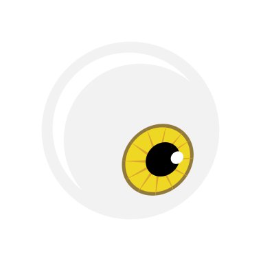 Halloween eyeball vector symbol. Yellow cartoon pupil eye illustration isolated on white background.