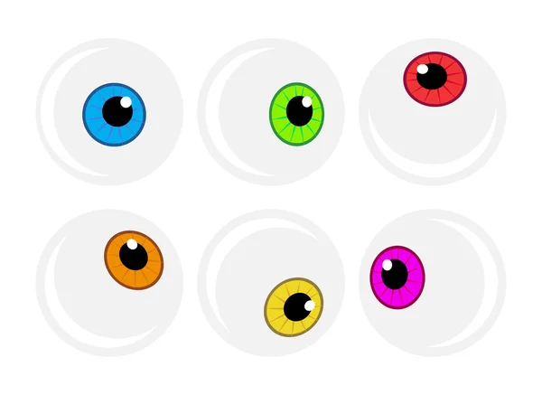 Halloween eyeball vector symbol set. Colorful cartoon clipart pupil, eye illustration isolated on white background. — Stock vektor