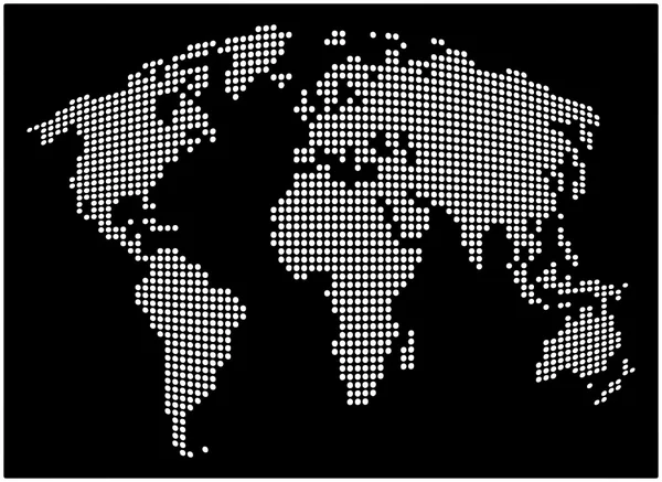 世界地図 - 抽象的な点線のベクトルの背景.黒と白のシルエットのイラスト — ストックベクタ