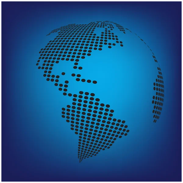 Mapa světa zeměkoule - abstraktní tečkované vektorové pozadí. Modrá tapeta ilustrace — Stockový vektor