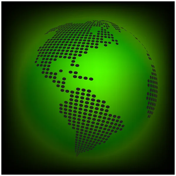 Glóbus země mapa světa - abstraktní tečkovaný vektorové pozadí. Zelené tapety ilustrace — Stockový vektor