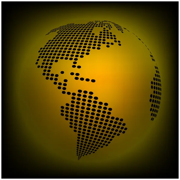 Glóbus země mapa světa - abstraktní tečkovaný vektorové pozadí. Oranžové, žluté tapety ilustrace — Stockový vektor