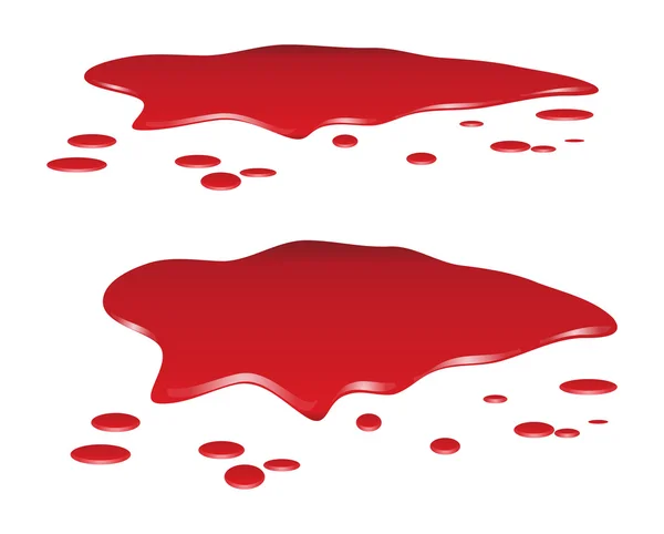 Conjunto de charcos de sangre, gota roja, manchas, manchas de sangre. Ilustración vectorial aislada sobre fondo blanco . — Vector de stock