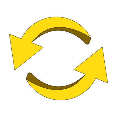 Ok sembolü, sarı simge clipart döngüsü iş kavramı. Beyaz arka plan üzerinde izole vektör çizim.