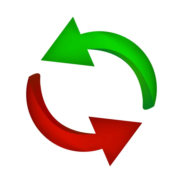 Pfeil-Symbol, rotes, grünes Symbol Cliparts Zyklus Geschäftskonzept. Vektor-Illustration isoliert auf weißem Hintergrund. — Stockvektor