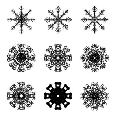 Snowflake silhouette icon, symbol, design. Winter, christmas vector illustration isolated on the white background.