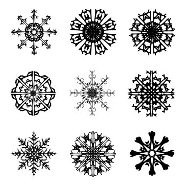 Snowflake silhouette icon, symbol, design. Winter, christmas vector illustration isolated on the white background.