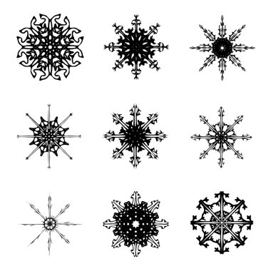 Snowflake silhouette icon, symbol, design. Winter, christmas vector illustration isolated on the white background.