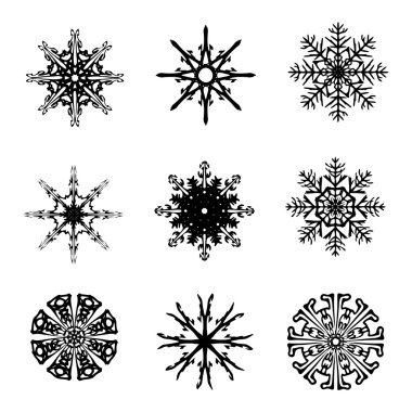 Snowflake silhouette icon, symbol, design. Winter, christmas vector illustration isolated on the white background.