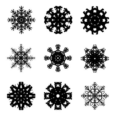 Snowflake silhouette icon, symbol, design. Winter, christmas vector illustration isolated on the white background.