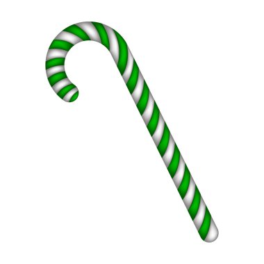 Noel renklerinde çizgili şeker kamışı. Beyaz arkaplanda izole edilmiş vektör illüstrasyonu.