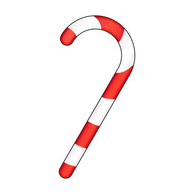 Noel renklerinde çizgili şeker kamışı. Beyaz arkaplanda izole edilmiş vektör illüstrasyonu.