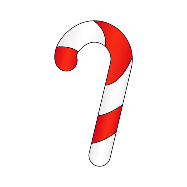 Canne à sucre rayée dans les couleurs de Noël. Illustration vectorielle isolée sur fond blanc. — Image vectorielle