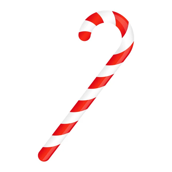 Bastón de caramelo rayado en colores navideños. Ilustración vectorial aislada sobre fondo blanco. — Vector de stock