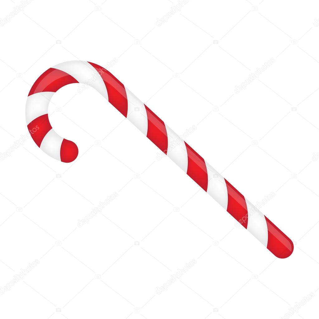 Candy cane striped in Christmas colours. Vector illustration isolated on a white background.