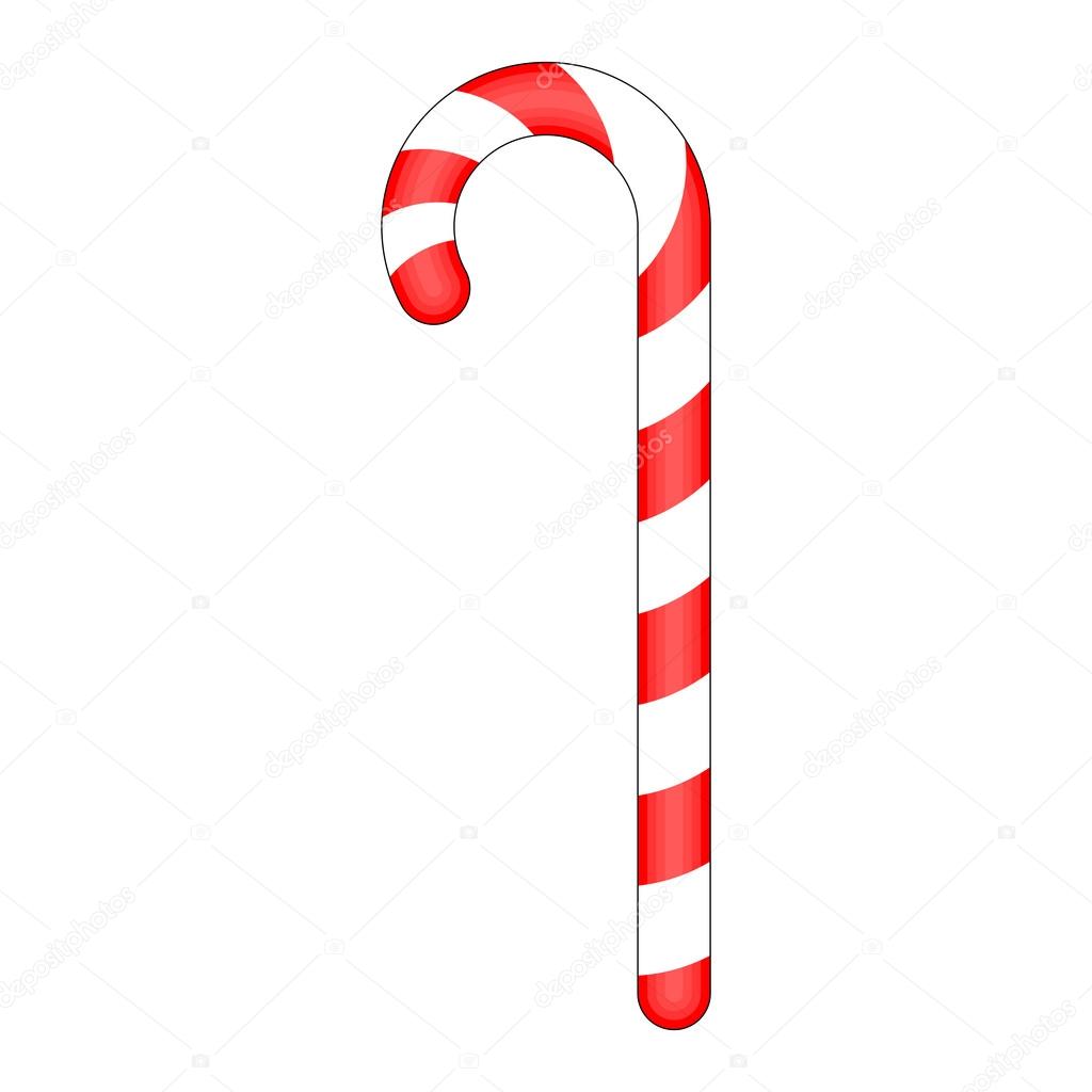 Candy cane striped in Christmas colours. Vector illustration isolated on a white background.