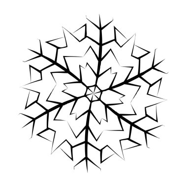 Snowflake silhouette icon, symbol, design. Winter, christmas vector illustration isolated on the white background.