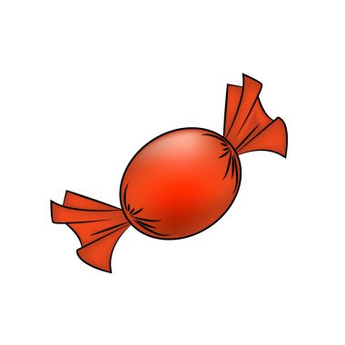 Christmas wrapped candy. Orange packaged sweet, goody in a piece of paper. Vector illustration isolated on a white background.