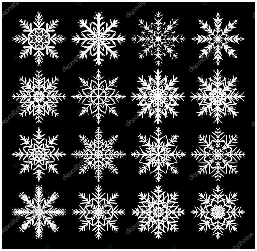 Snowflake silhouette icon, symbol, design. Winter, christmas vector illustration isolated on the black background.