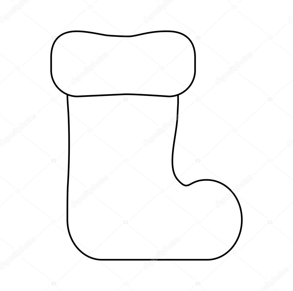 Christmas sock outline icon, symbol, design. Winter vector illustration isolated on white background.