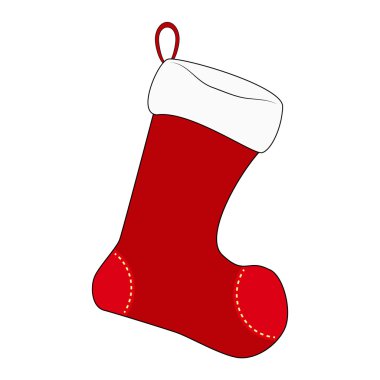 Noel çorap simge, sembol, tasarım. Beyaz arka plan üzerinde izole kış vektör çizim.