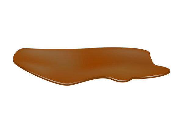 Puddle of chocolate, mud spill clipart. Brown stain, plash, drop. Vector illustration isolated on the white background