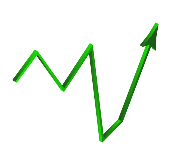 Увеличение символа стрелки, зеленый иконка бизнес-концепции. Векторная иллюстрация на белом фоне . — стоковый вектор