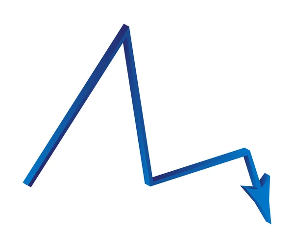 Verringerung Pfeil Symbol, blaues Symbol Geschäftskonzept. Vektor-Illustration isoliert auf weißem Hintergrund. — Stockvektor