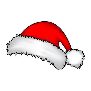 Noel Baba şapkası, Noel kap simge, sembol, tasarım. Beyaz arka plan üzerinde izole kış vektör çizim.
