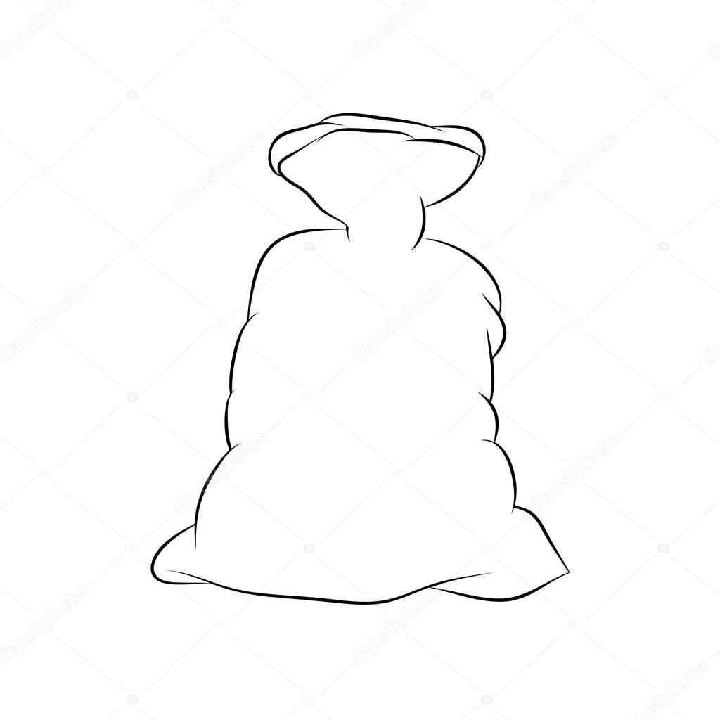 Santa bag, Christmas empty sack icon, symbol, design silhouette. Winter vector illustration isolated on white background.