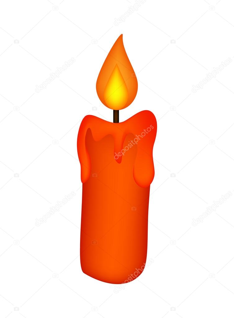 Christmas candle, burning wax candle icon, symbol, design. Winter vector illustration isolated on white background.