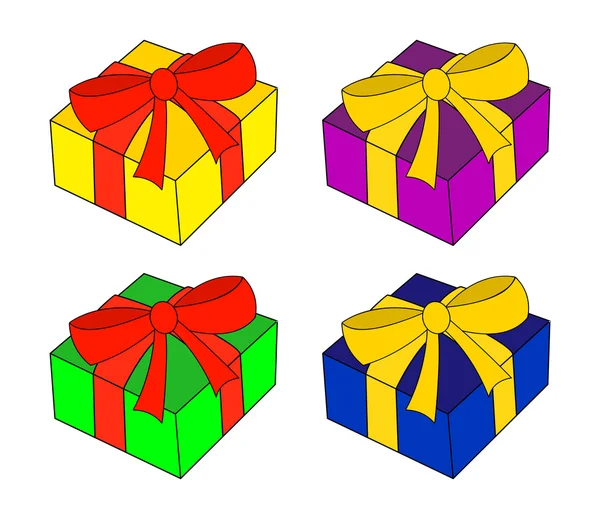 Conjunto de caixa de Natal, ícone do presente, símbolo, design. ilustração vetorial isolada sobre fundo branco . — Vetor de Stock