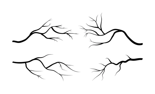 분기 실루엣 아이콘 세트, 기호, 디자인. 흰색 배경에서 격리된 벡터 그림. — 스톡 벡터